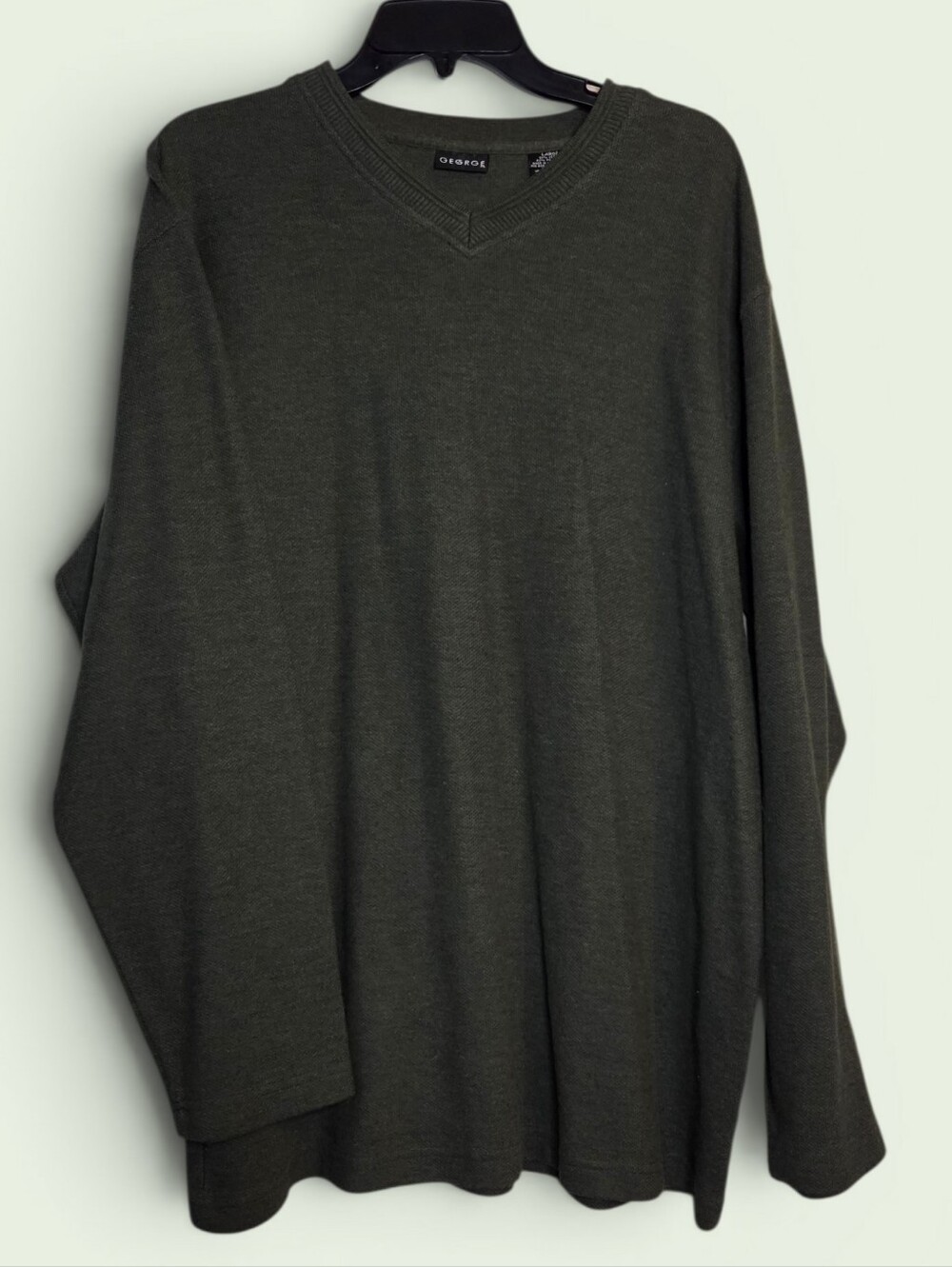 Olive Green Grandpa V-Neck Knit Sweater | Men’s Large
